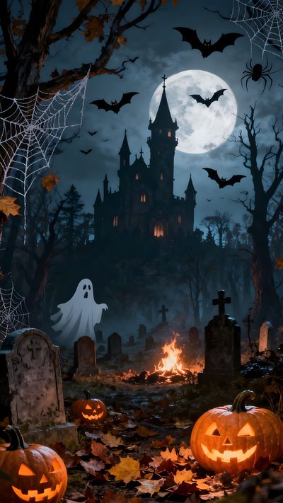 a halloween scene with pumpkins and bats Halloween 2025 Dark Knight, Happy Halloween Pictures, Image Halloween, Halloween Backgrounds, dark slate gray