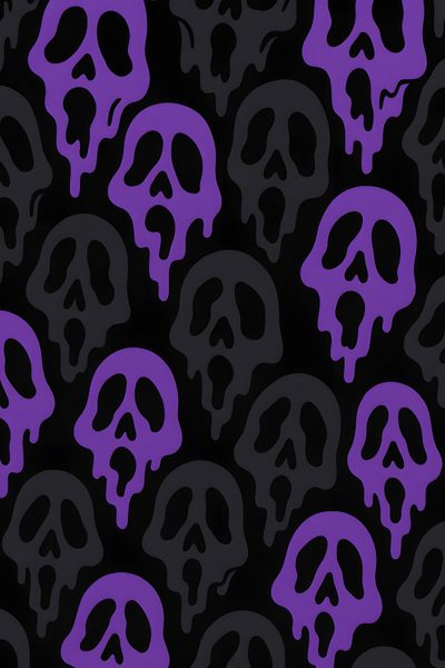 a lot of skulls that are purple and black Halloween Smiles Lavender Gothic Skull, Halloween Party Decoration Ideas, Purple And Black Decor,