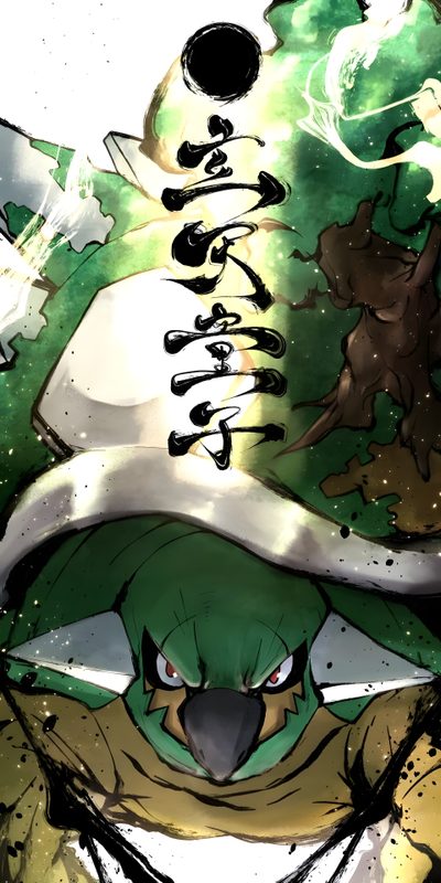 an anime character with green and white hair Halloween Torterra Torterra 4k, Pokemon Masters Art, Torterra Pfp, Torterra, Torterra Fanart, dim gray