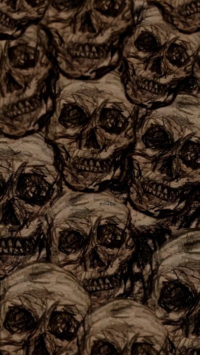 a bunch of skulls that are drawn on paper Halloween Thorny Skulls Warm Gray Grudge Aesthetics, Skulls Aesthetic, Skull Dark,