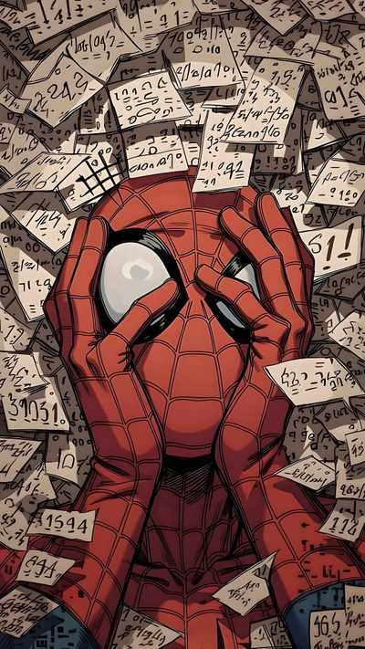 a spider - man is surrounded by numbers and has his head in the middle of it Spiderman Halloween 4k Iphone Ipad Aesthetic 4k, Spider Man Theme, For Ipad Halloween, dark olive green