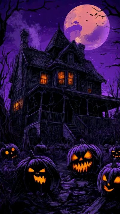 halloween pumpkins in front of a creepy house Halloween Home Pumpkin Gif, Halloween Videos Aesthetic, Scary Halloween Videos, Haunted House Pictures, black