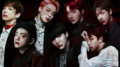group of young men with blood on their faces Bts Halloween Laptop Bts, Fictional Characters, black