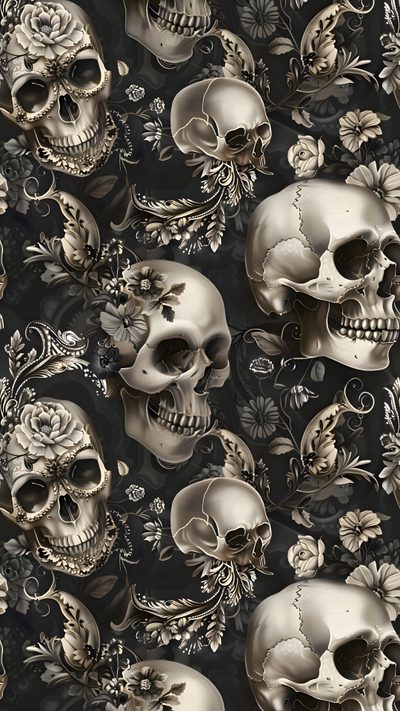 Phoenix Tattoo Design, Phoenix Tattoo, Skull Wallpaper, Tattoo Designs, Design Halloween Thorny Skulls Warm Gray Phoenix Tattoo Design, Phoenix Tattoo, Skull,