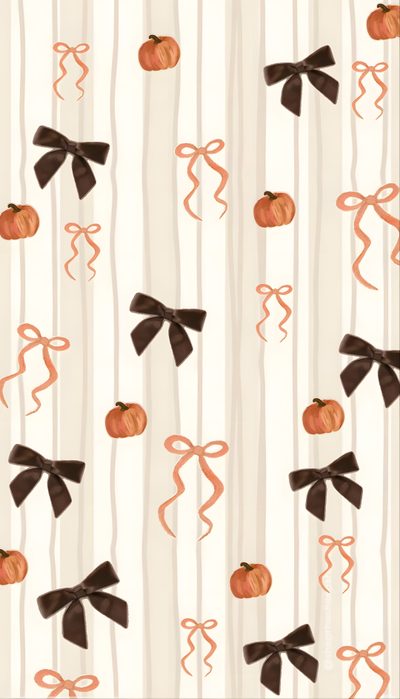 an orange and black bow tie with pumpkins on white striped background, seamless Clean Girl Halloween Fall Halloween Iphone, Haloween Backgrounds, Cute Halloween Backgrounds Aesthetic, antique white