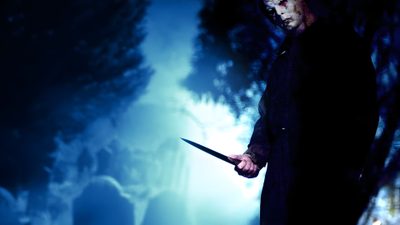 a man holding a knife in the dark Halloween 2007 Halloween Movie 2007, Halloween Rob Zombie, Zombie Photo, Halloween Live, Halloween 2007, black