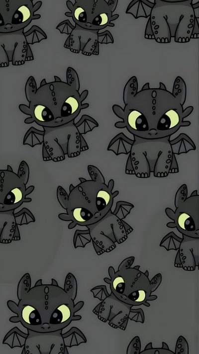 a bunch of little cartoon monsters with glowing eyes Halloween Toothless Chimuelo Dragon, Krokmou, How To Train Your Dragon Toothless, dark slate gray