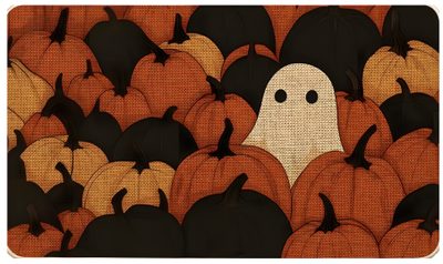 a group of halloween pumpkins with ghost faces in the middle and black ones behind them Halloween Horizontal Ipad Background, Computer, Halloween, Backgrounds Desktop, Laptop, saddle brown
