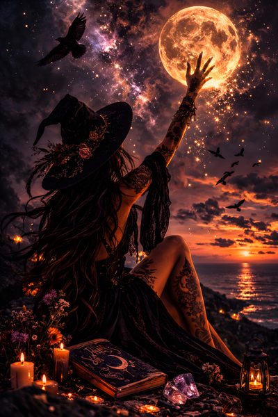a woman sitting on the ground with her hands up in the air while holding a book Beautiful Halloween Witch Modern Witches, Witch Photo, Witchy Inspiration, Strega Aesthetic, black
