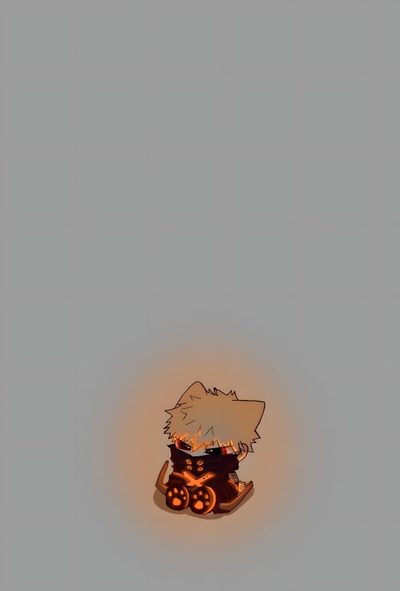 a cat sitting on top of a small toy car in the middle of an orange light Bakugou Halloween Bakugo Gato, Bakugou Cute, Bakugo Iphone, Cute Bakugo, Bakugou Phone, dark gray