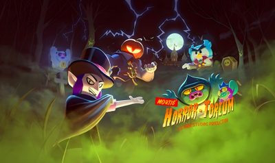 an animated halloween scene with cartoon characters in the background Brawl Stars Halloween Spookiz Cartoon, Spookiz Fan Art, Halloween Subway Surf, dark olive green