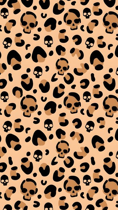 an animal print with skulls and bones on it Halloween Leopard Print Fall Leopard Print, Skull Leopard Print, Halloween Leopard Print, burlywood