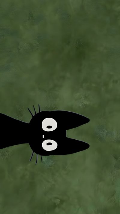 a black and white cat laying on top of a green floor next to a wall Halloween Black Cat Green Dark Fairycore, Green, Green Aesthetic, Ipad, Studio Ghibli, Anime,