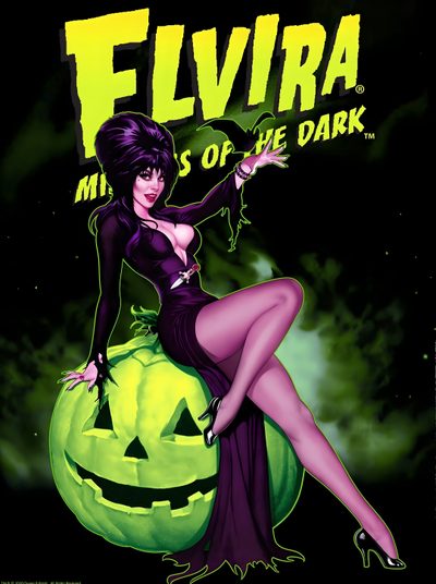 a woman sitting on top of a pumpkin with the words elvira in it Elvira Halloween Happy Halloween Elvira, Elvira Mistress Of The Dark, B Movie, 13 Nights Of Elvira, black