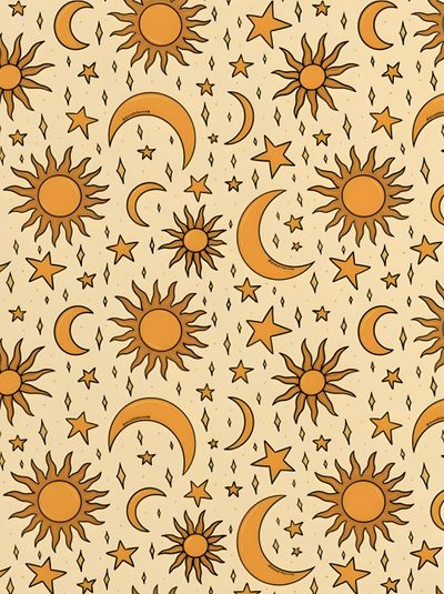 the sun and moon are depicted in this pattern Halloween Sun Pattern Sun Pattern Design, Boho Sun Aesthetic, Sun And Stars Pattern, Sun Patterns, wheat