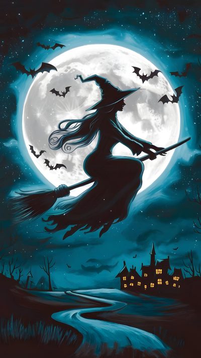 Witch Flying On A Broom, Flying Witch Halloween, Witch Flying On Broomstick Painting, Full Moon Witch Pictures, Broom Flying, Witch Broomstick Wallpaper For Halloween, Witches Flying, Witch On The Broom, Witch On Broomstick Witch Broomstick For Halloween Witch Flying On A Broom, Flying Witch Halloween, Witch Flying On Broomstick Painting, dark slate gray