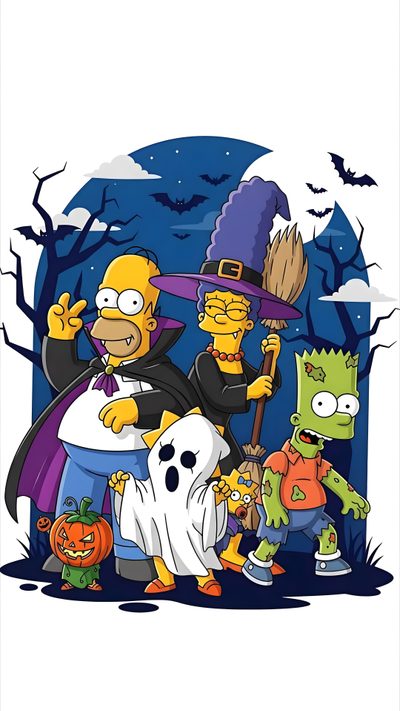 the simpsons family is dressed up for halloween Simpsons Halloween 4k Simpsons Halloween Png, Simpsons Halloween, Simpsons Happy Halloween, snow