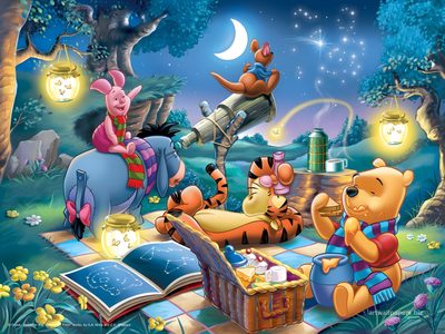 winnie the pooh and tigger are having tea together Winnie The Pooh Halloween Desktop Winnie The Pooh In Bed, Winnie The Pooh Under The Stars, Pooh Bear In Bed, slate gray