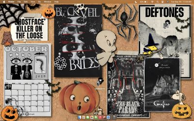 a cork board with various halloween items on it Create Halloween Laptop October, Cork, Procreate Ipad Art, Holiday, Mac, Horror Posters, sienna