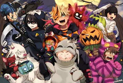 an image of some anime characters with pumpkins and bats in the background for halloween Naruto Halloween Naruto Pumpkin, Naruto Thanksgiving, Naruto Halloween, Naruto Halloween Pfp, sienna