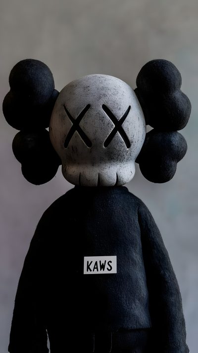 a black stuffed animal with the word kaws written on it's face and ears Halloween Kaws Cool Asthetic, Dope For Iphone, Backgrounds Boys, Kaws Lockscreen, Kaws Iphone, dark slate gray