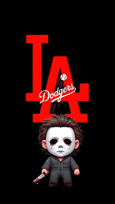 a poster with the los angeles dodgers mascot on it's face and an image of a Dodgers Halloween Dodgers Halloween, Dodger, Dodgers Logo, Dodgers Cover Photo, La Dodgers Iphone, black