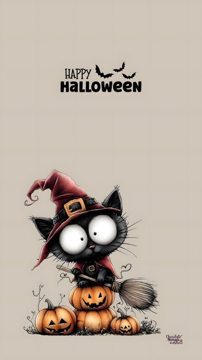 a black cat wearing a witches hat and sitting on pumpkins Halloween Witch Cats Custom Holiday Pictures, Samhain Halloween, Spooky Treats, Holiday Clipart, silver