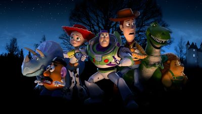 the toy story movie poster with characters in costume and hats, standing next to each other Toy Story Halloween Toy Story Gifts, Disney Vault, Toy Story Series, Childrens Movies, Toy Story Movie, black
