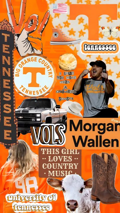 collage of various images with the words vos morgan wallen on them and an image of a cow Morgan Wallen Halloween Hunting, Rocky Top Tennessee, Tennessee Volunteers Football, Dream Collage, peru