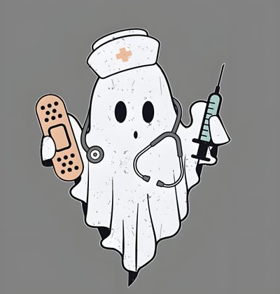 a cartoon character holding a medical device Halloween Nurse Halloween Nurse, Harry Potter Nurse, Doctor Svg, Nursing Doodles, gray