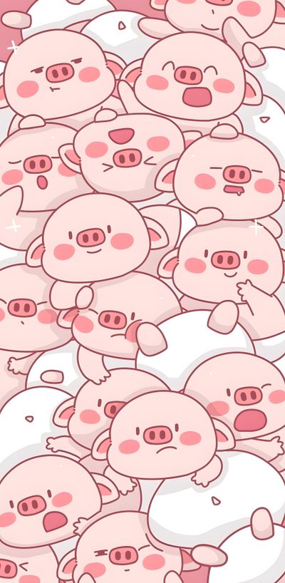 a bunch of pigs that are in the shape of a wallpaper with pink and white colors Cute Halloween Pig Pink Pig, Pig Cute Aesthetic, Pig Background Aesthetic, Piggy, Cute Pig Iphone, misty rose