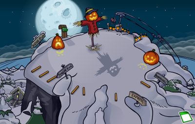 a cartoon character standing on top of a snow covered hill Club Penguin Halloween Club Penguin Halloween, Club Penguin Winter Theme, Halloween Club Penguin, light slate gray
