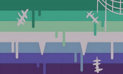 an image of a beach volleyball net in the middle of water with multiple colored lines on it Gay Halloween Nico Di Angelo, Lgbt Pride, Gay Pride Flag, Gay Backgrounds Aesthetic, Koi, slate gray