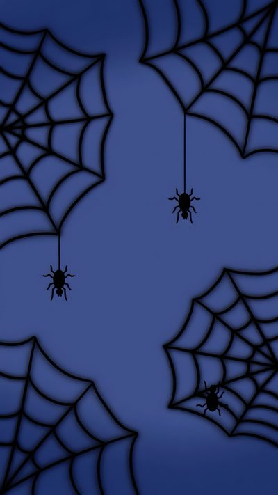 two spider webs hanging from the ceiling in front of blue sky with black widowes Blue Halloween Iphone Cute Spider Web, Spooky Spider Web, Spider Web, Blue Spider Web,