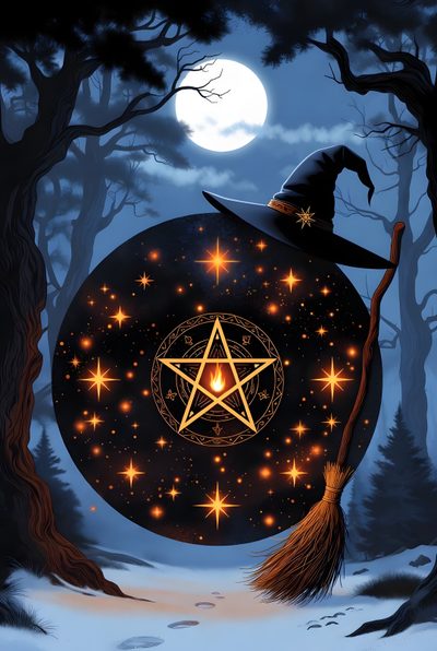a witch's hat on top of a large ball in the woods Halloween Celtic Norse Myth, Witchy Woman, Perfect Love, Yule, Kind Heart, Wizard, dark slate gray