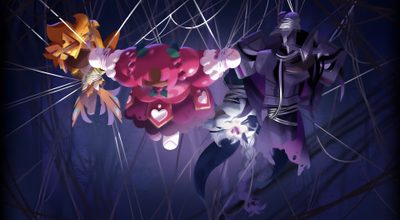 an animated image of two people standing next to each other with flowers in their hands Cookie Run Kingdom Halloween Cookie Run Kingdom Villains, Crk Horror Fanart, Witchberry Cookie Run, midnight blue