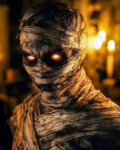 a creepy looking man with glowing eyes Halloween Mummies Egyptian Horror Art, Ancient Egyptian Mummy Pictures, Mummy Pictures, saddle brown