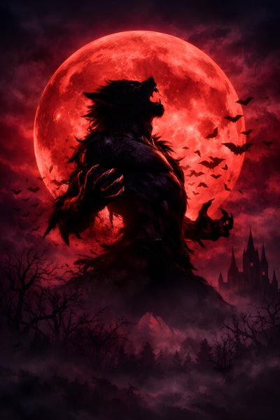 a demonic creature standing in front of a full moon Halloween Werewolf Lycan, Werewolf, Tattoo Font For Men, Horror Movie Tattoos, Dragon Iphone, black