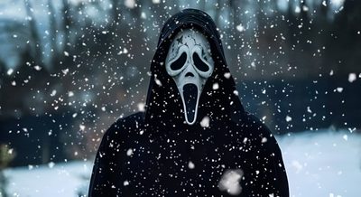 a person wearing a black hooded jacket with a white mask on their face and mouth Halloween Halloween Scream Ghost Face Cover Photo, Scream Laptop, Pc Halloween, dark slate gray