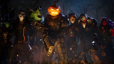 a group of people dressed up in halloween costumes with pumpkins on their heads and hands Fortnite Halloween Spectre Movie, Pc Image, Link Halloween, Halloween Moon, Desktop Backgrounds, black