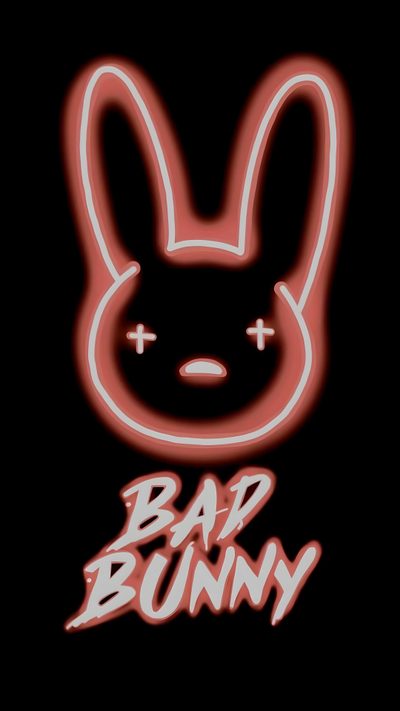 a neon bunny with the words bad bunny on it Bad Bunny Halloween Bad Bunny Rapper Logo, Logo Bad Bunny, Bad Bunny Logo Pink, black