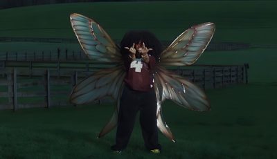 a person standing in the grass with a large butterfly wings on their shoulders and hands Sza Halloween Sza Chill, Sza Lana, Sza Music Video, Sza Singer, Purple Aura, 4k Pictures, black