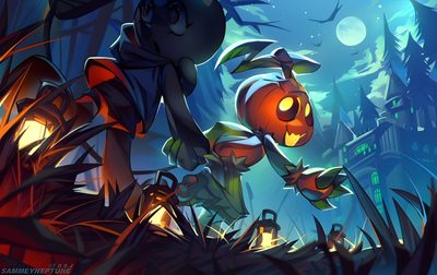 an animated halloween scene with pumpkins in the foreground Dandys World Halloween Toons Brawl Stars Halloween Background, Halloween Pumpkin Brawl Custom, Halloween Background Fortnite, dark slate gray