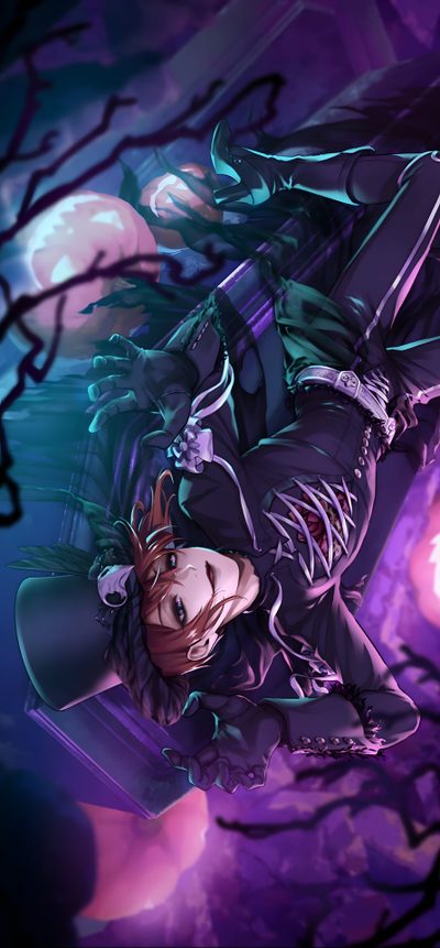 a woman laying on top of a tree in front of a full moon filled sky Twisted Wonderland Halloween Twisted Wonderland Halloween Riddle, Twist, Halloween 2, Halloween, midnight blue