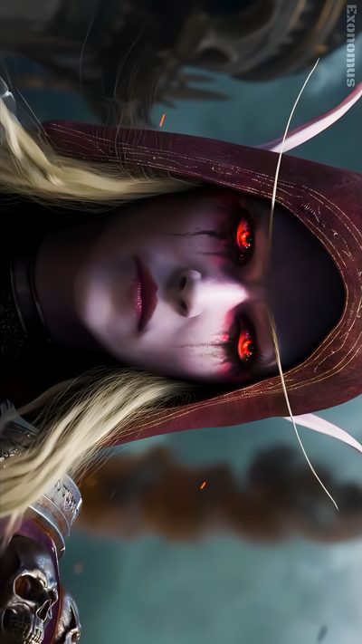 a woman with long blonde hair wearing a red hat and holding a knife in her hand World Of Warcraft Halloween World Of Warcraft Profile Picture, World Of Warcraft, Warcraft, dark slate gray