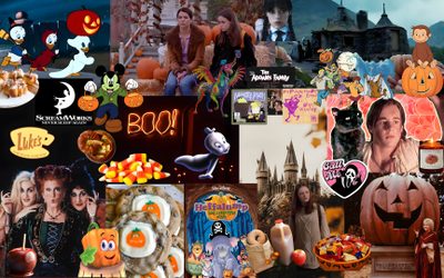 a collage of halloween pictures and images Disney Halloween Desktop Laptop Backgrounds, Mickey Mouse Clubhouse, Vintage Comics, dark olive green