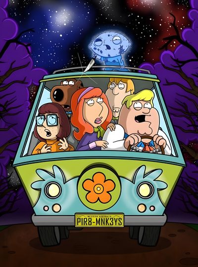 the cartoon family is riding in their van Family Guy Halloween American Dad Scooby Doo, Family Guy Iphone, Lois Griffin, dark slate gray