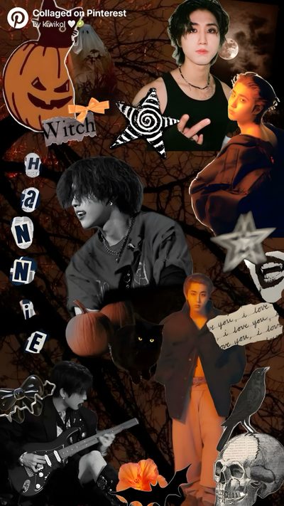 a collage of people with halloween related items Halloween Stray Kids Halloween, Witch, Love You, I Love You, black