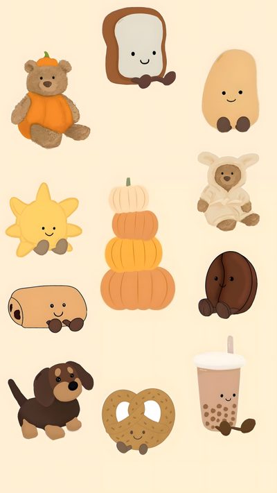 a bunch of different types of stuffed animals Jellycat Halloween Cute Home Screen, Iphone Summer, Halloween, Halloween Cute, Snoopy, papaya whip