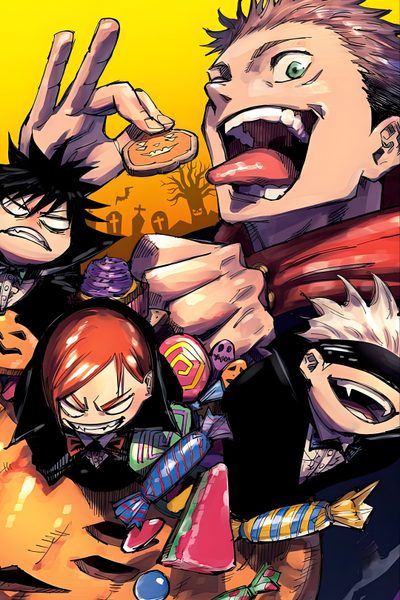 an image of some anime characters with their mouths wide open and hands in the air Jujustu Kaisen Halloween 4k Iphone Full Hd, Mangá, Live Iphone, Velvet, Character, Halloween Pictures, sienna